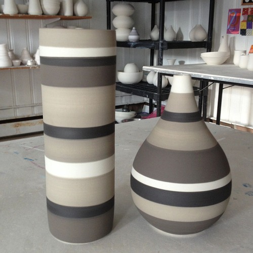 striped vases